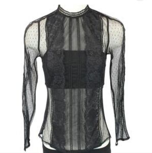 Women's Express Black Sheer Lace Top.